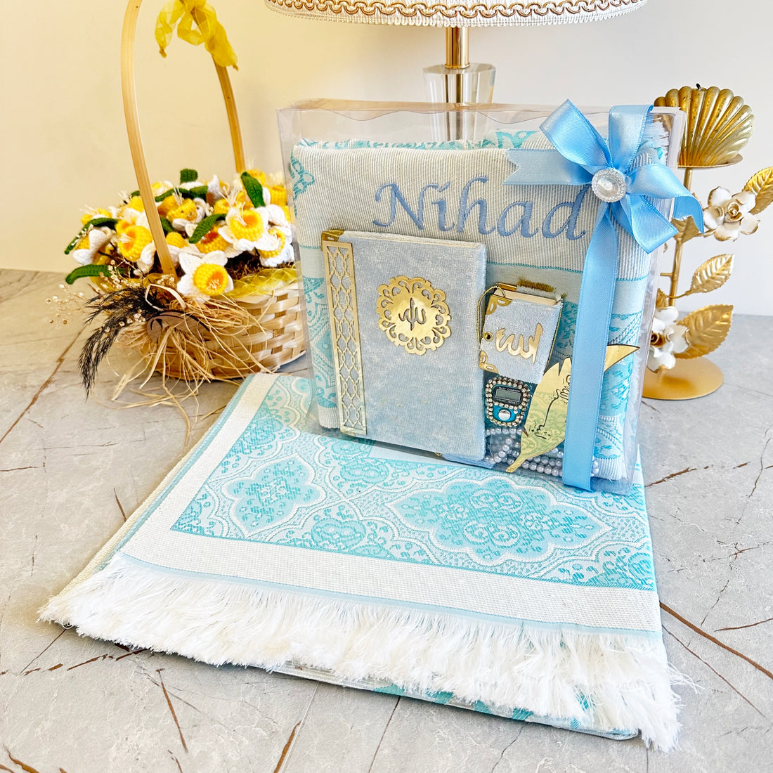 Hediyelik Lüks Seccade Seti Bebe Mavi