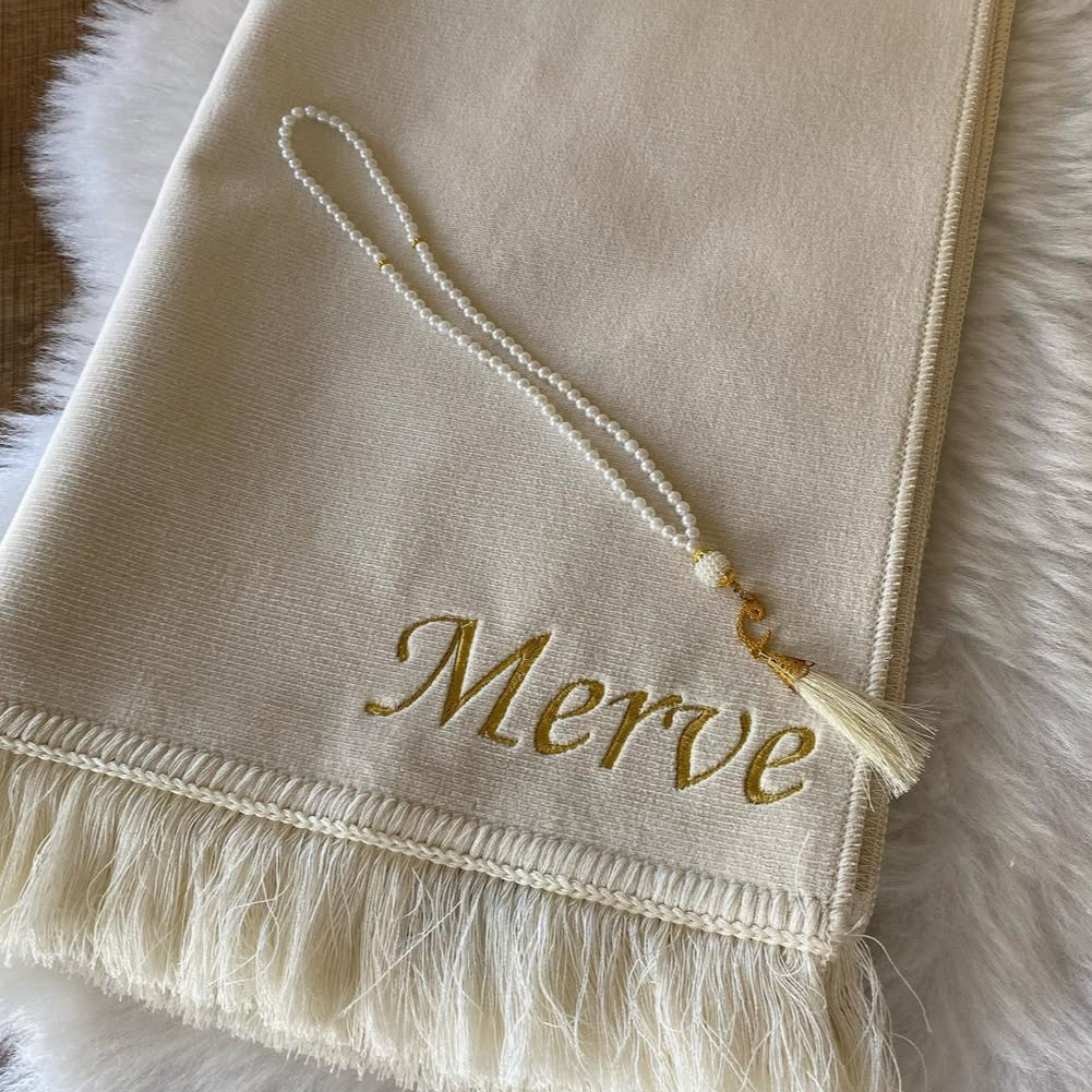 Safa Gift Kişiye Özel İsimli Lüx Kadife Seccade